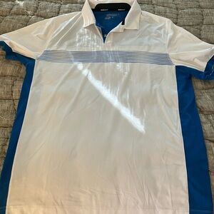 Nike Men's White and Blue Golf Polo